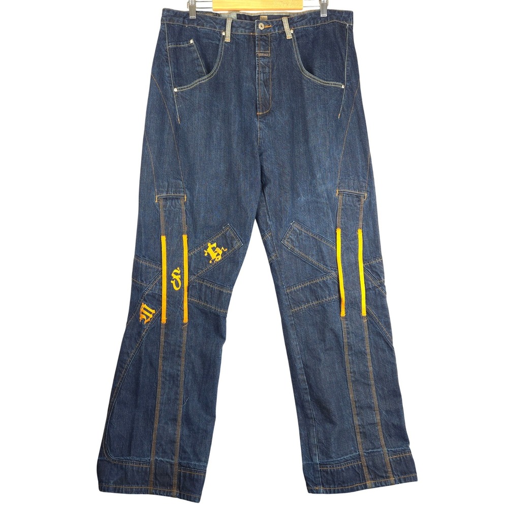 Marithe Francois Girbaud Mens Baggy Jeans Embroidered Y2K 40M (Fits 38)READ